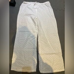 H&M Cream Eyelet Pants floral embroidery Size L